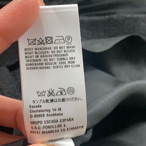 Escada Wool Mesh Sleeve Knee Length Black Sheath Cocktail Dress - Picture 10 of 16